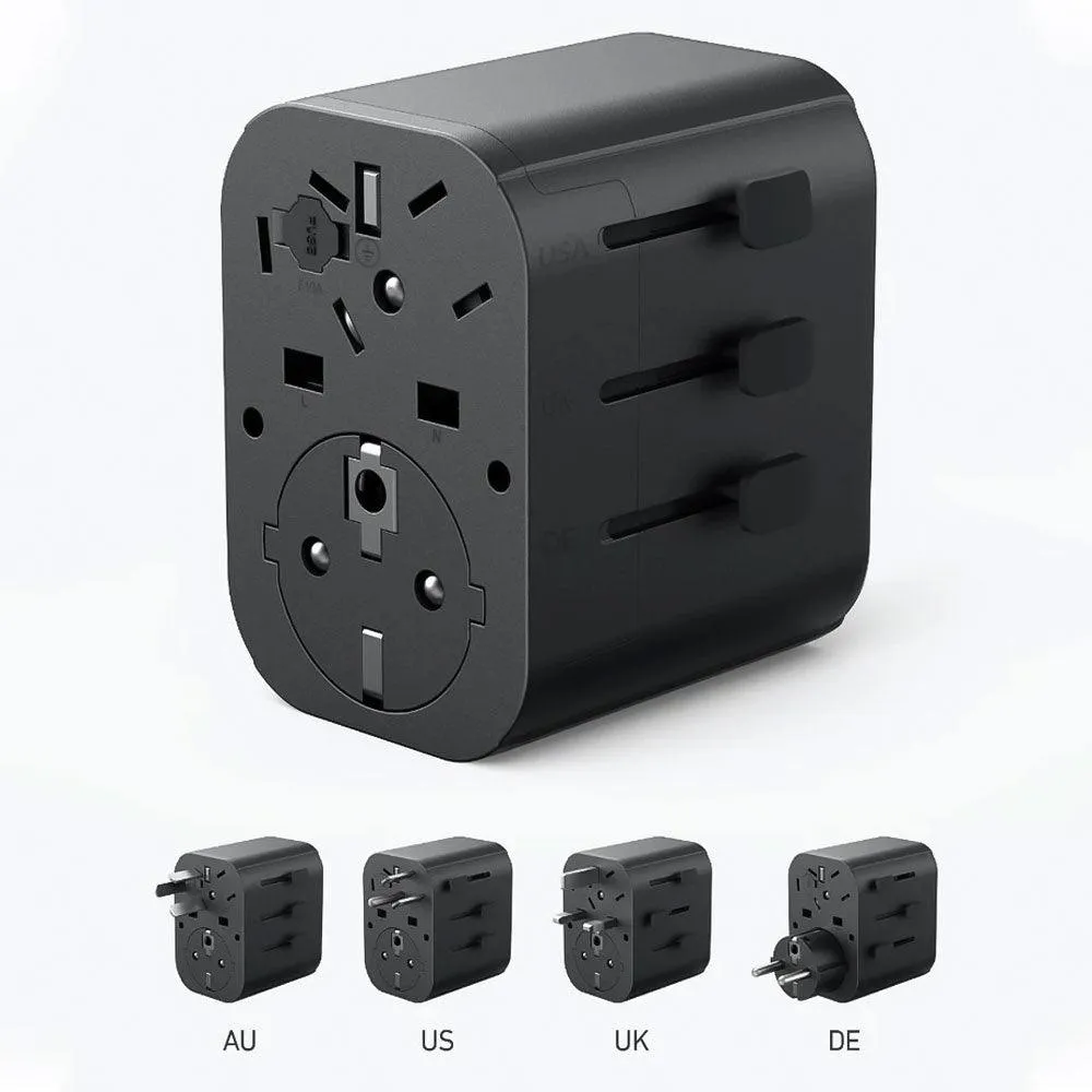 Anker 312 A9212K11 Outlet Extender Wall Charger 2x USB   Type-C 30W Fast Charging - Black