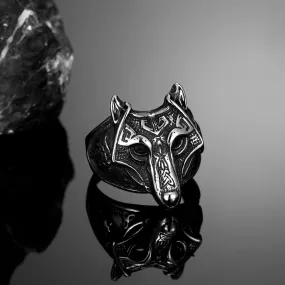 Bague Viking Masque de Fenrir