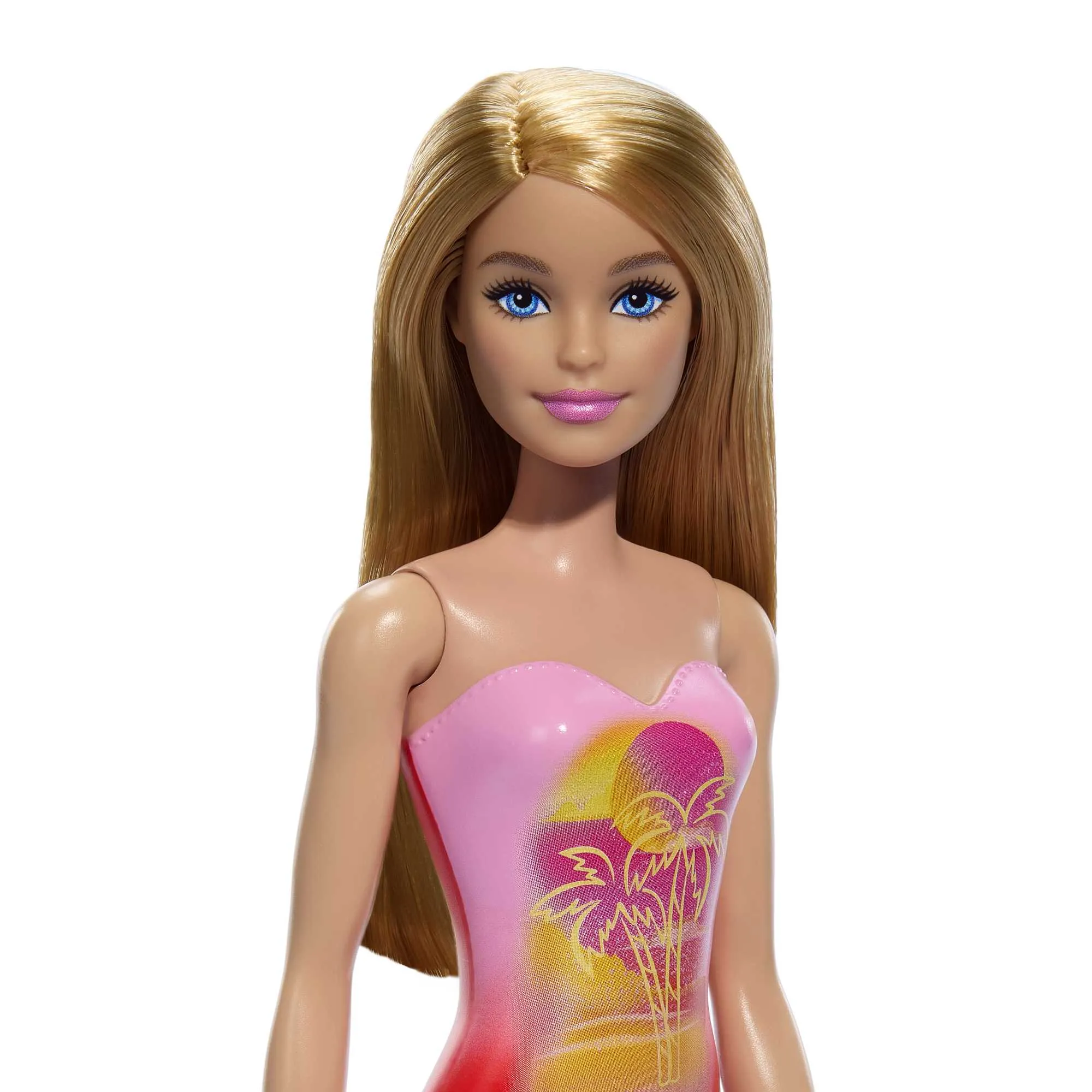 Barbie Fashion & Beauty Muñeca Playa con Traje de Baño Rosa