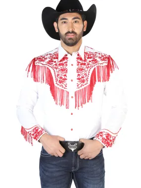 Camisa Vaquera Bordada Manga Larga Blanco para Hombre 'El Señor de los Cielos' - ID: 126708