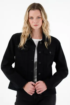 Chaqueta negra en denim para mujer