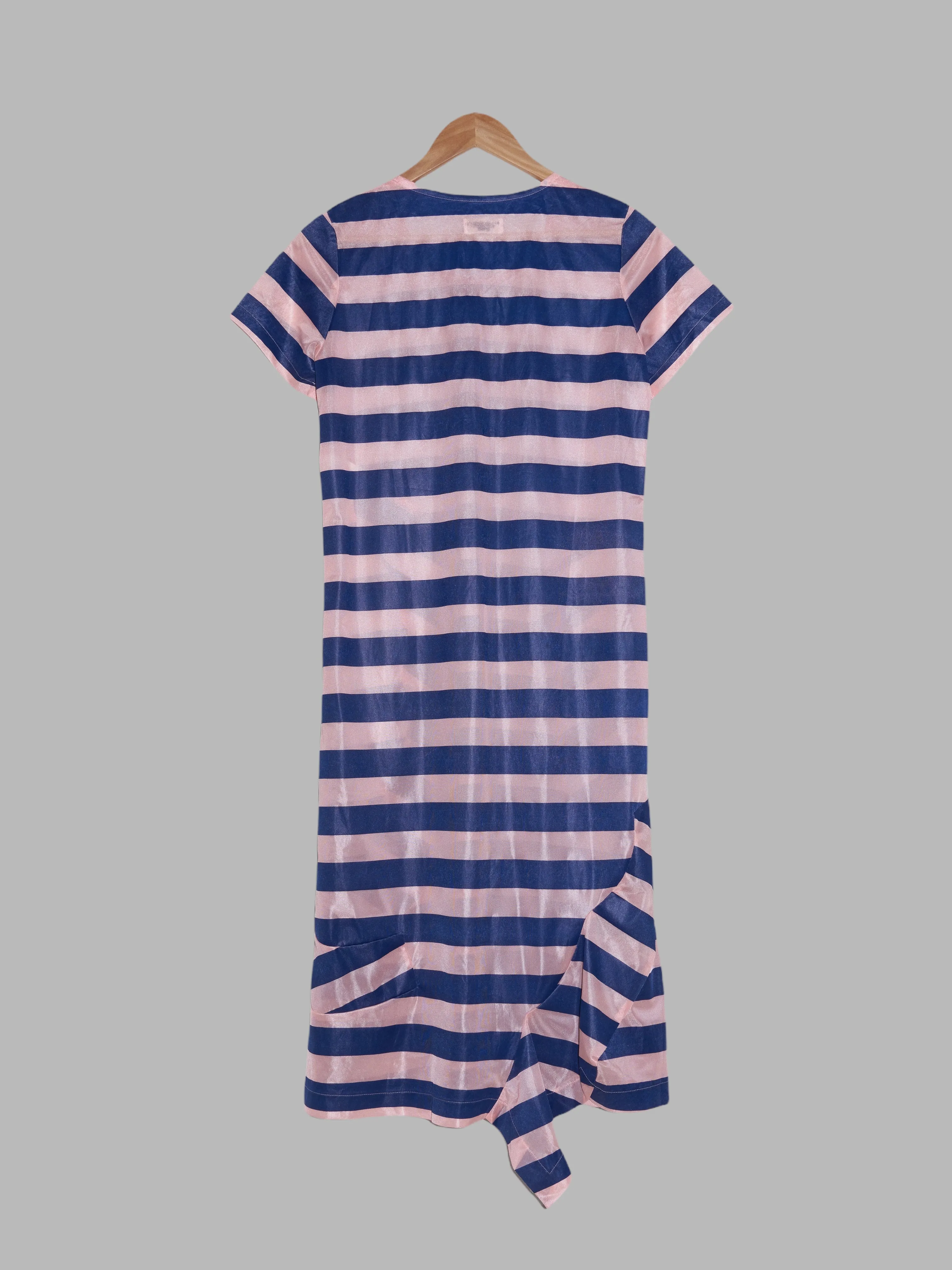 Comme des Garcons 1996 pink and blue stripe deformed short sleeve dress