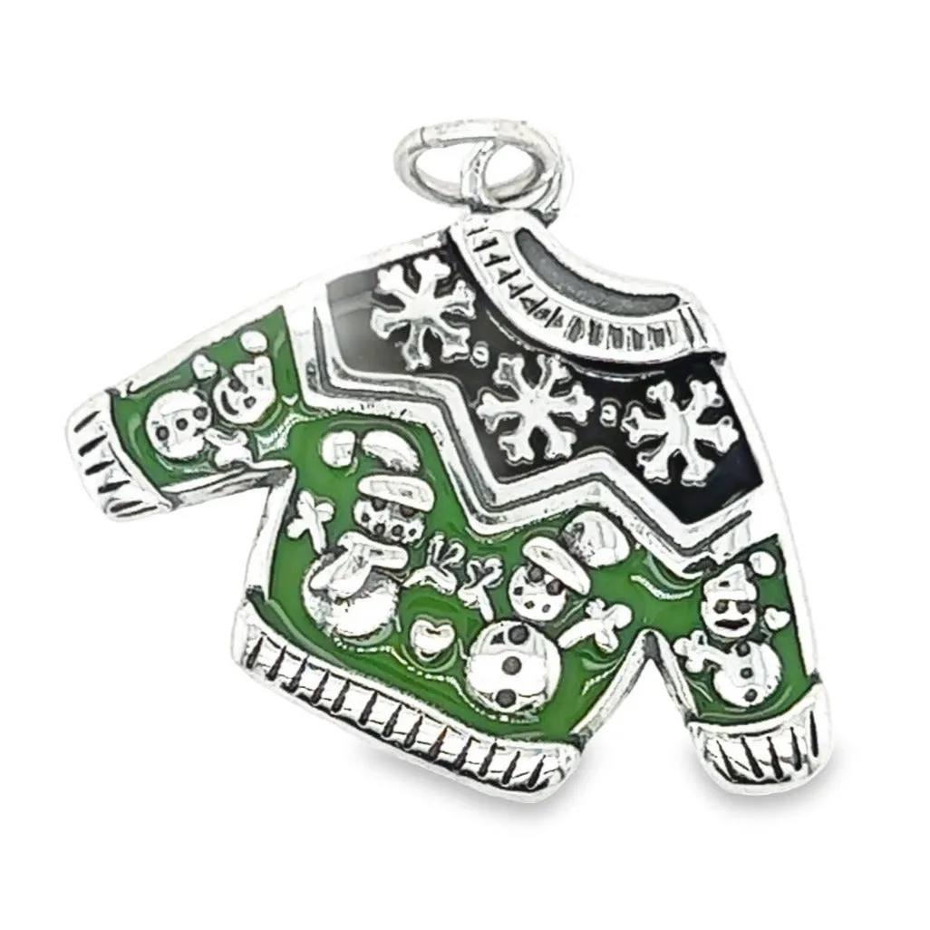 D1320 Green Black Christmas Sweater Pendant