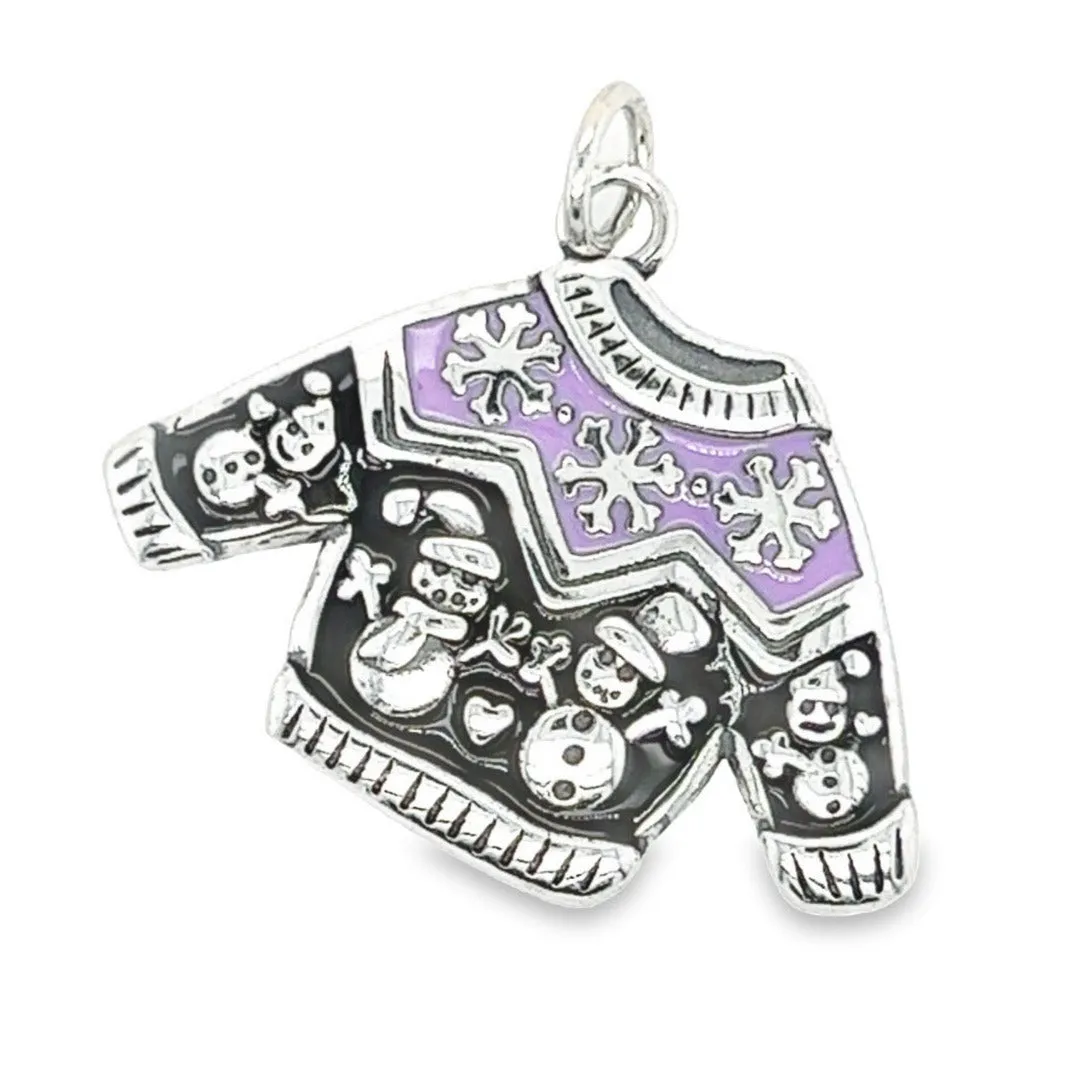 D1324 Black Purple Christmas Sweater Pendant