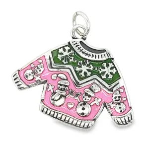 D1326 Pink Green Christmas Sweater Pendant