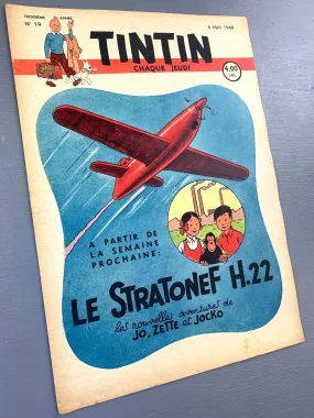 JOURNAL TINTIN Issue 19: 1948 Herge Cover Edition Vintage Comic EO Couverture