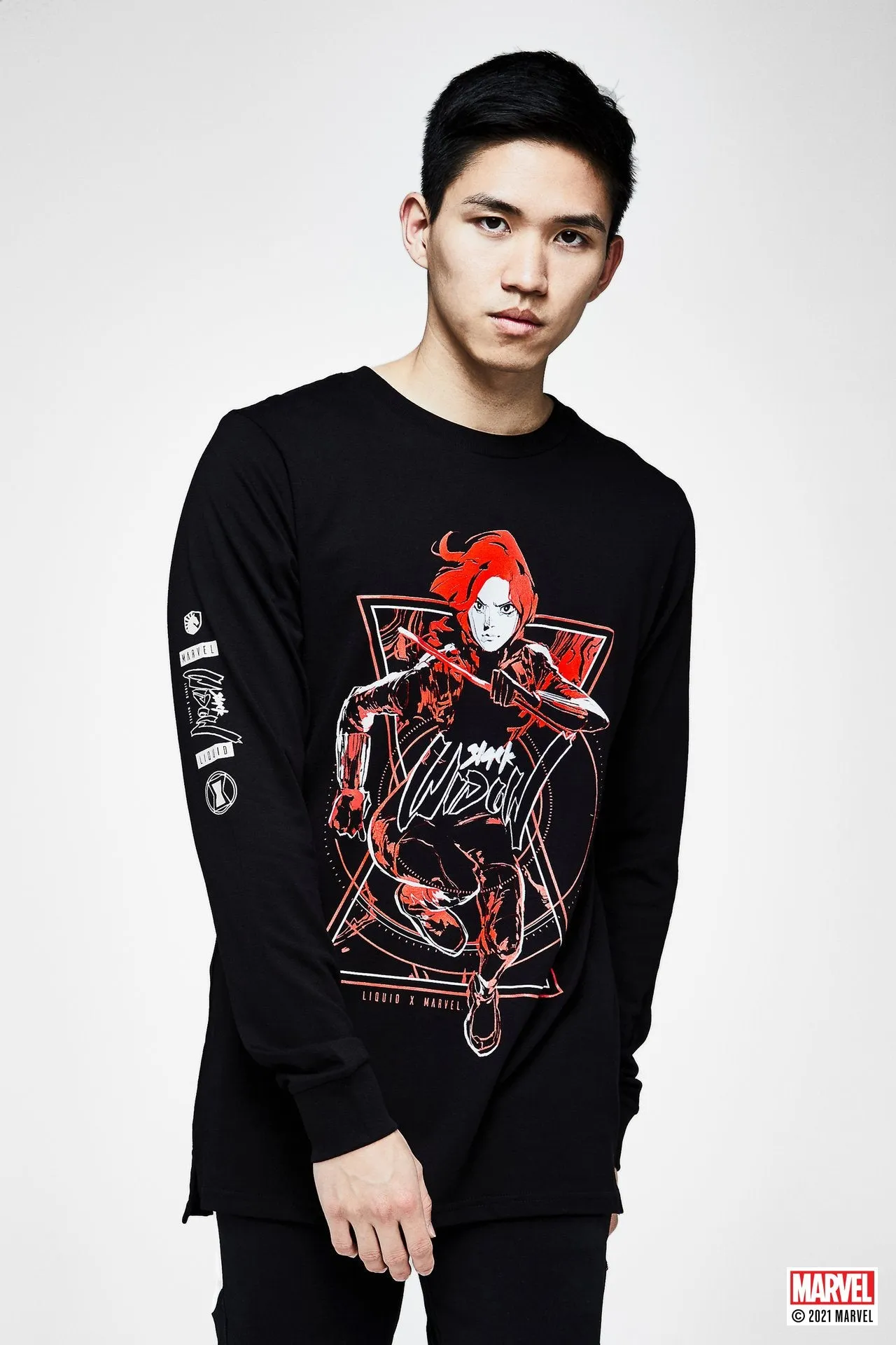 LIQUID x MARVEL BLACK WIDOW LONG SLEEVE TEE