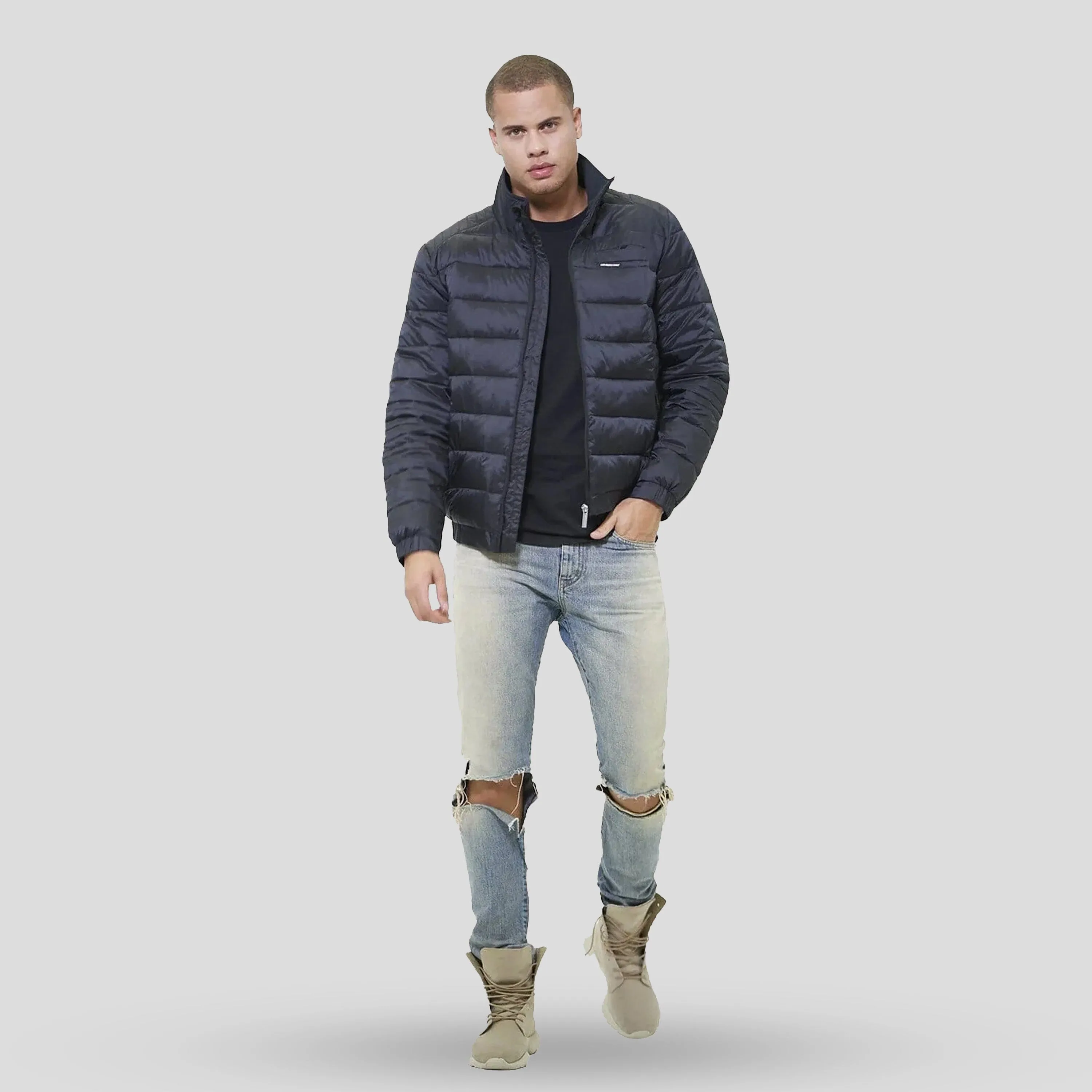 Men's Faux Leather Moto Puffer Jacket - FINAL SALE