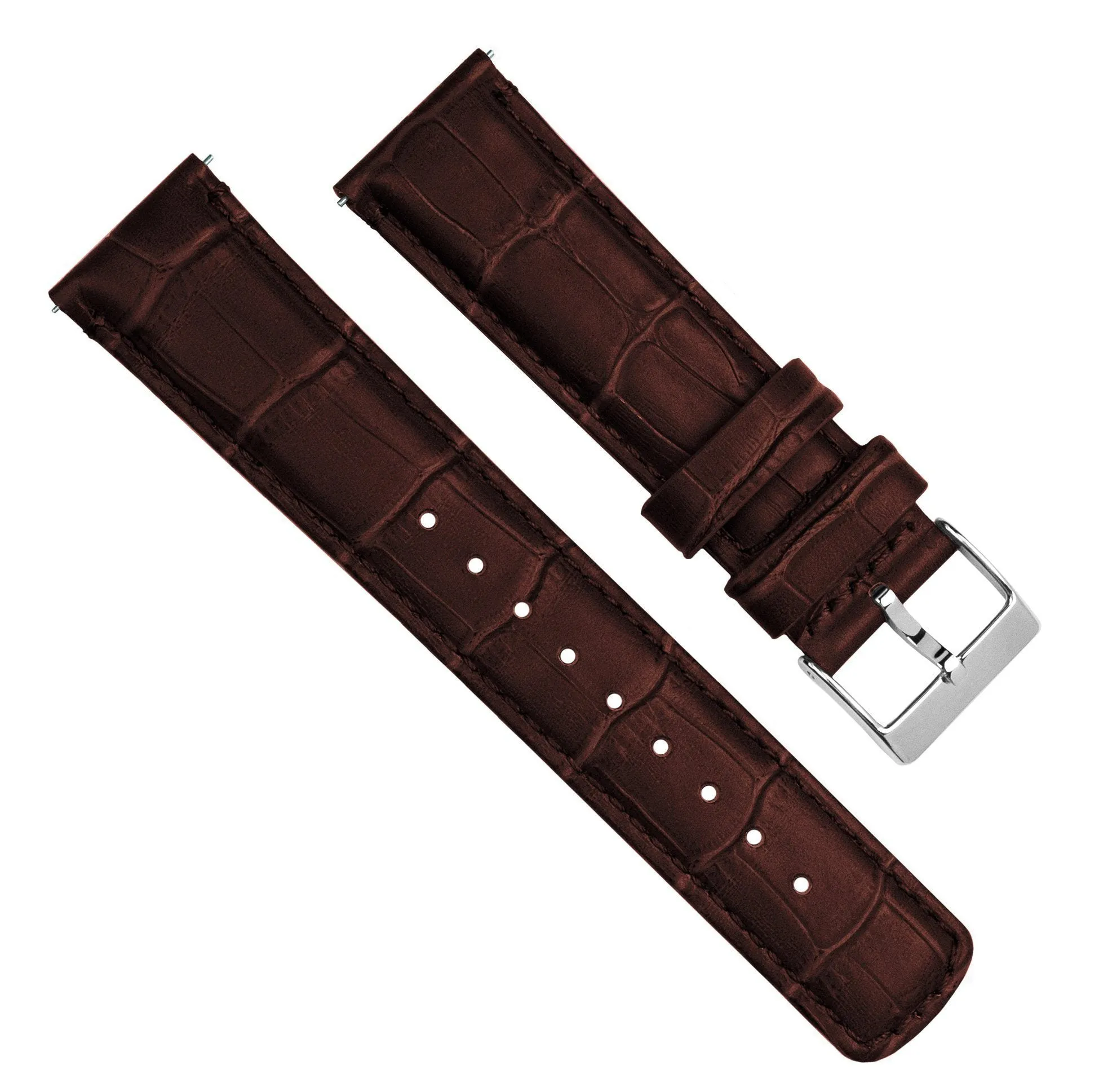 Moto 360 Gen2 Coffee Brown Alligator Grain Leather Watch Band