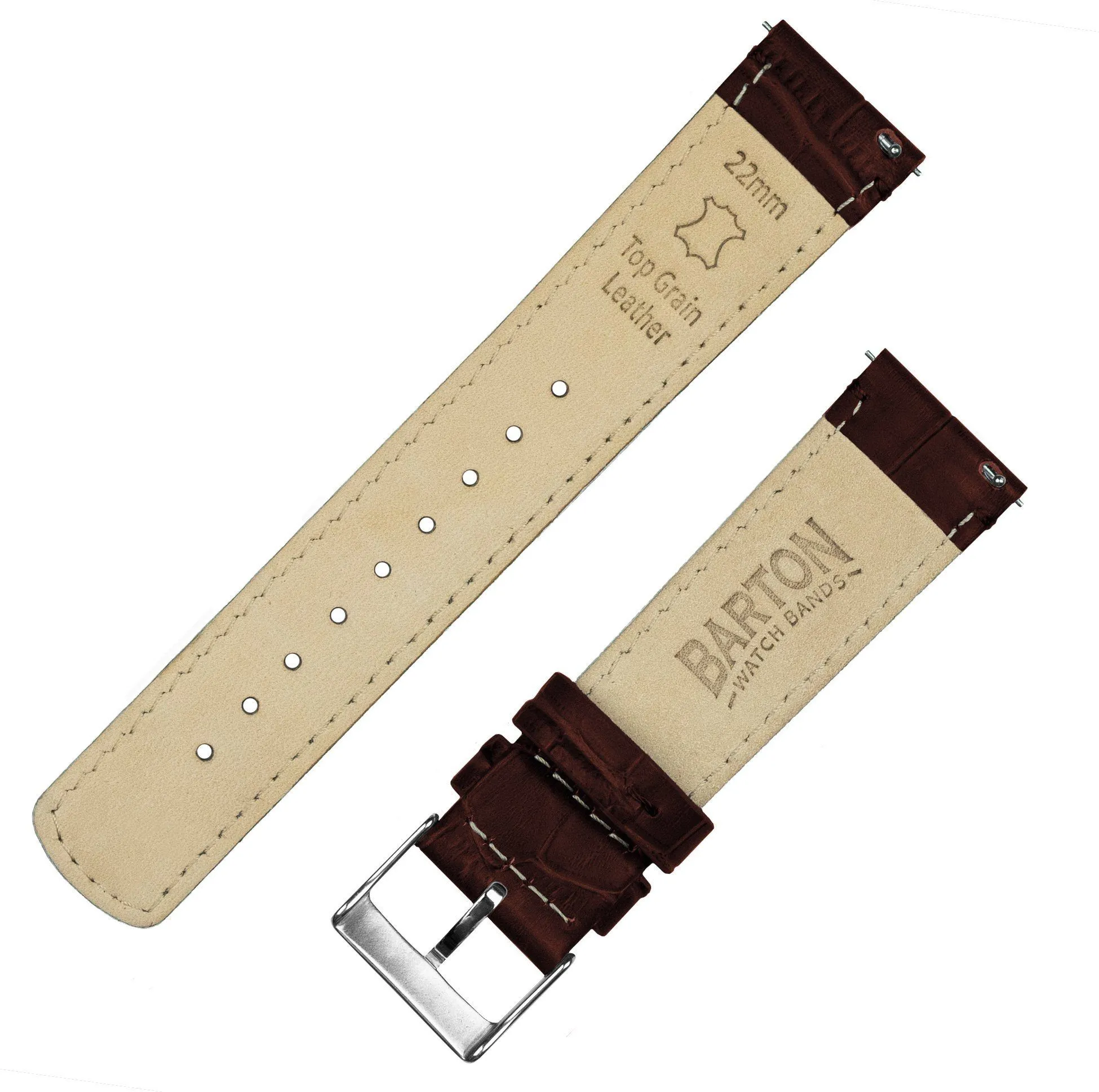 Moto 360 Gen2 Coffee Brown Alligator Grain Leather Watch Band