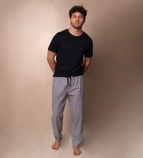 Pantalón de Pijama Tejido Plano Azul Oscuro Blanco Ref. 158031223