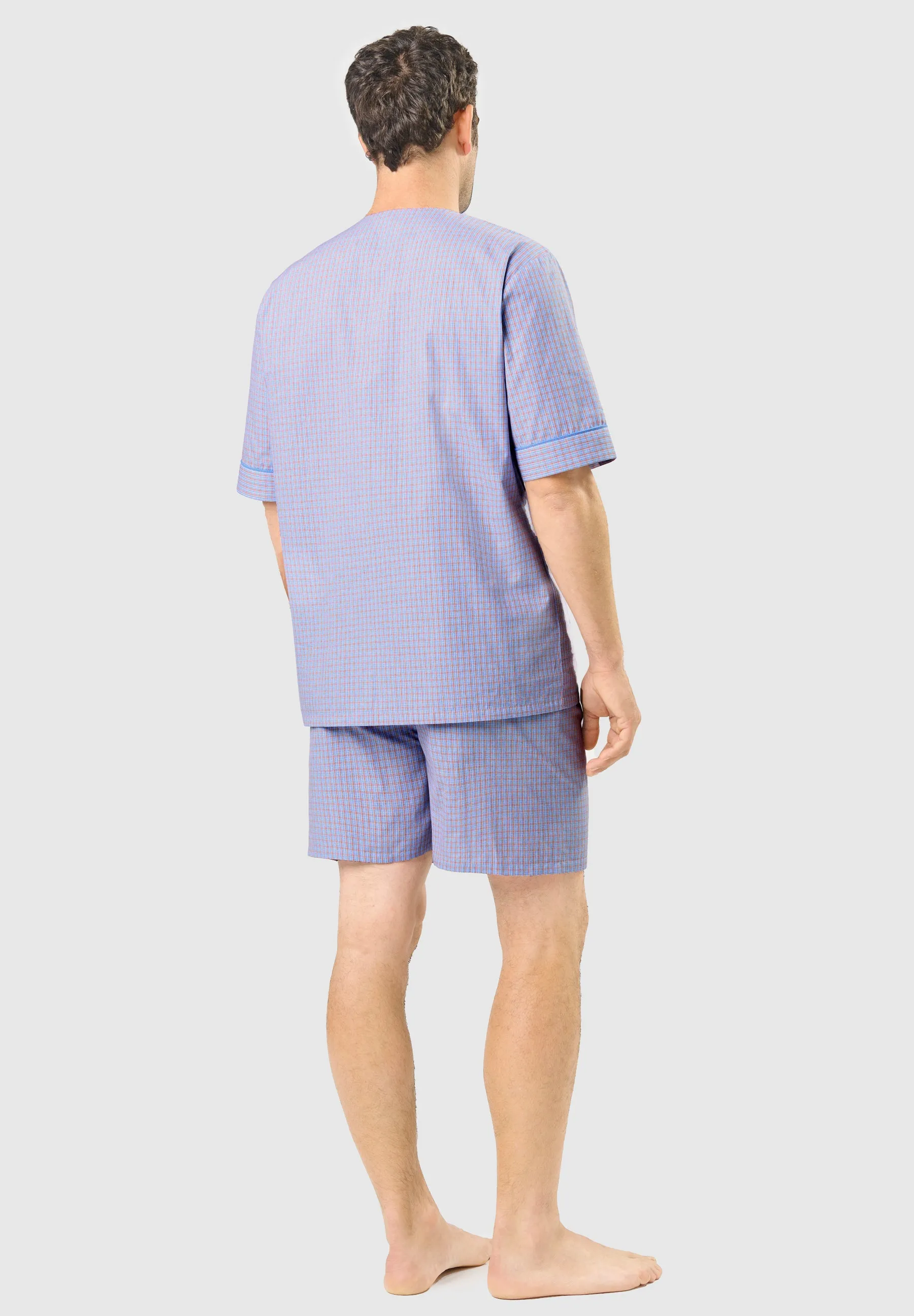 Pijama Hombre Corto Judo Popelín Cuadros - Azul 4538_30