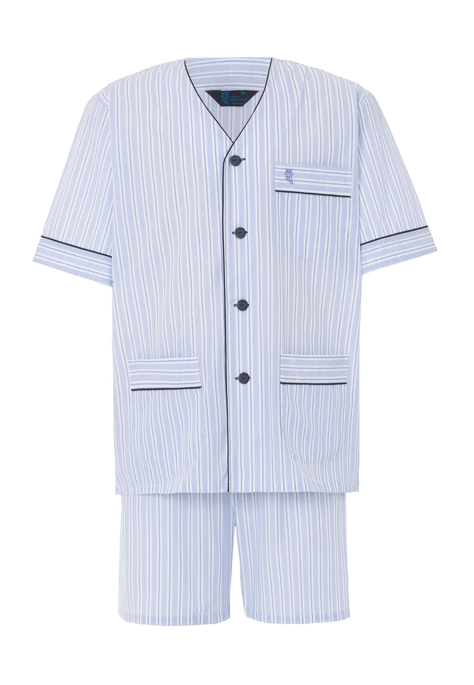 Pijama Hombre Corto Judo Popelín Rayas - Azul 4525_30