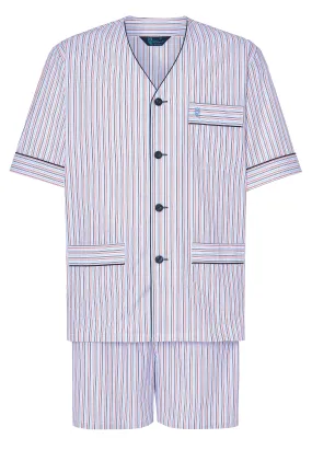 Pijama Hombre Corto Judo Popelín Rayas - Blanco 4539_01