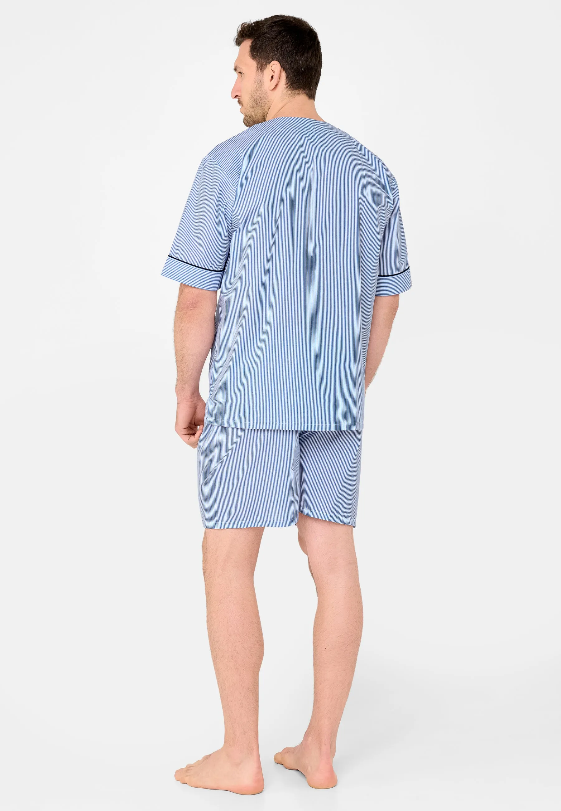 Pijama Hombre Corto Popelín Rayas - Azul 4912_39