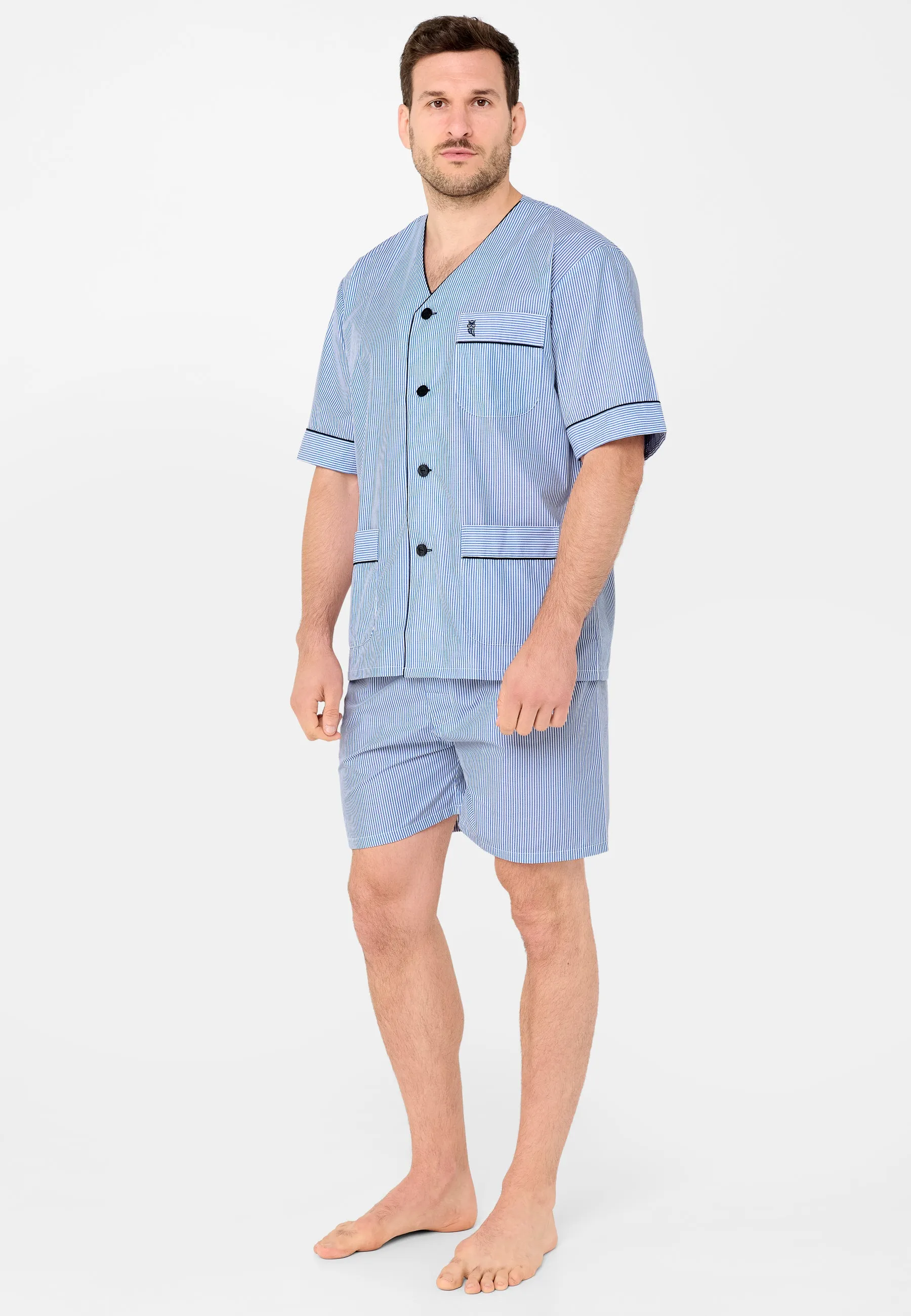 Pijama Hombre Corto Popelín Rayas - Azul 4912_39