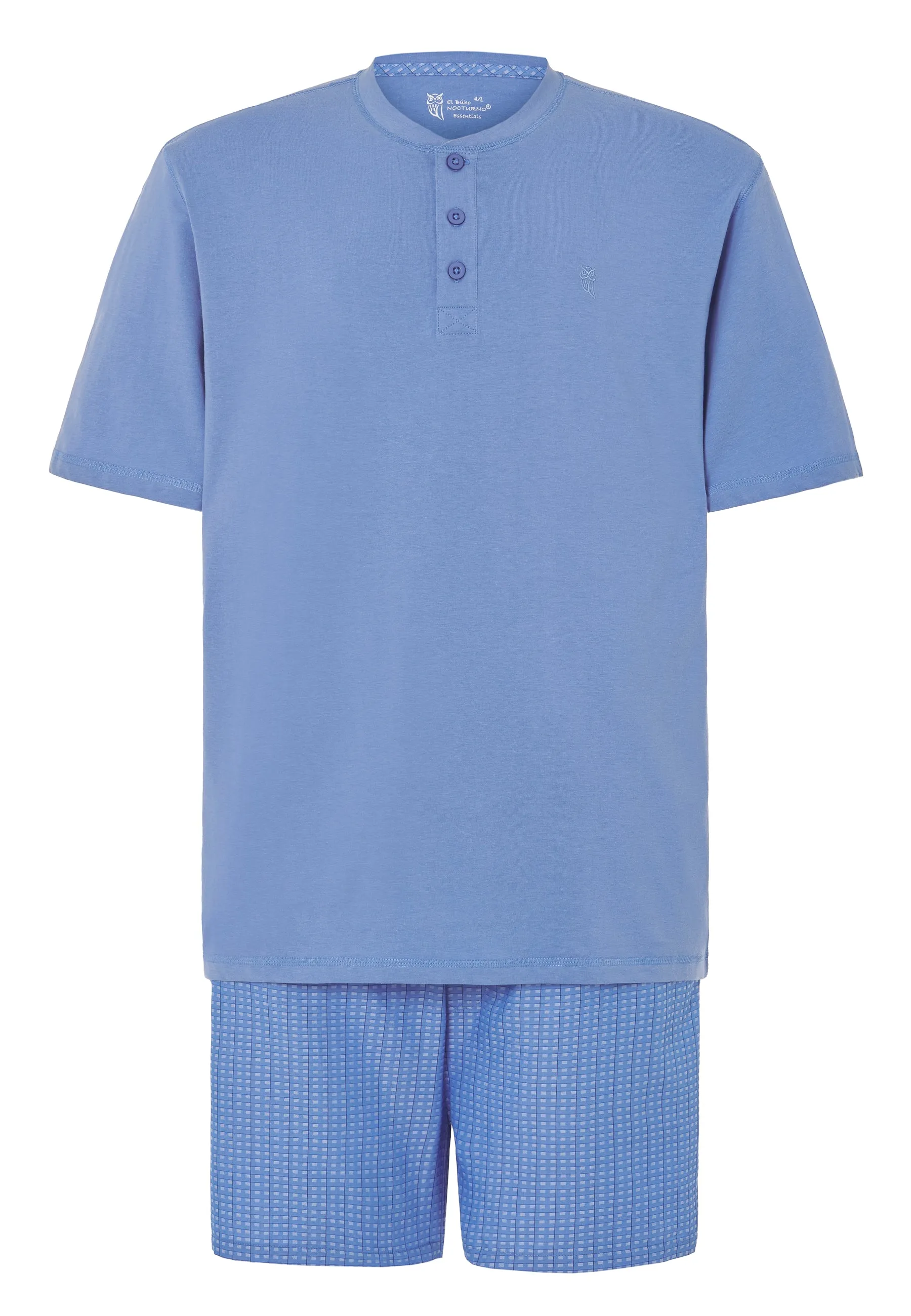 Pijama Hombre Corto Tapeta Punto Liso Tela Estampado - Azul 3606_37