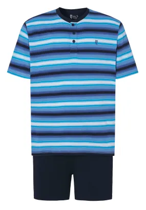 Pijama Hombre Corto Tapeta Punto Rayas - Azul 3036_33