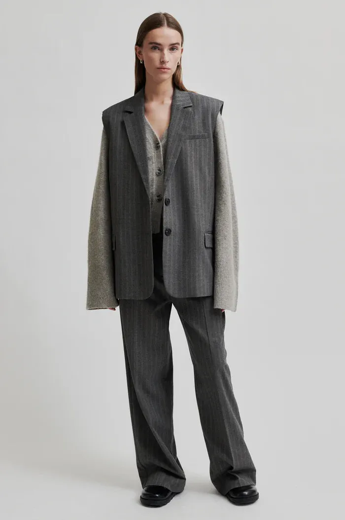 SECOND FEMALE | CHALECO MUJER | HOLLANDA OVERSIZE WAISTCOAT DARK GREY MELANGE | GRIS