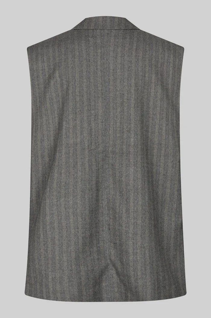 SECOND FEMALE | CHALECO MUJER | HOLLANDA OVERSIZE WAISTCOAT DARK GREY MELANGE | GRIS